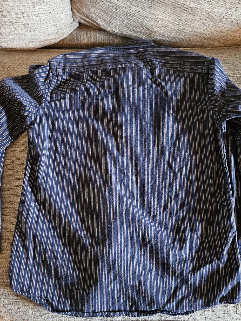 Banana Republic Navy and White Striped Button-Down Shirt - Picture 2 of 4